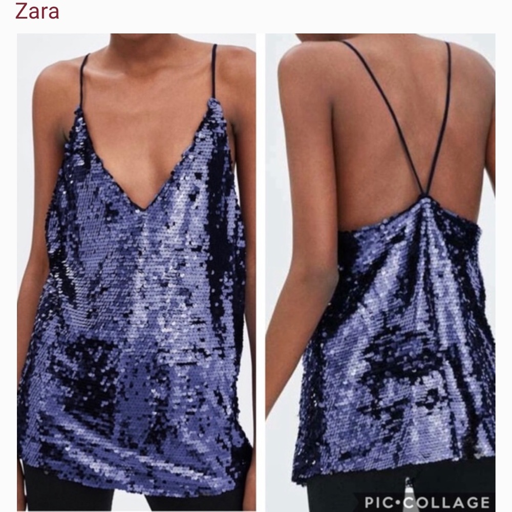 Zara TRF Sequin Top Sz M NWT